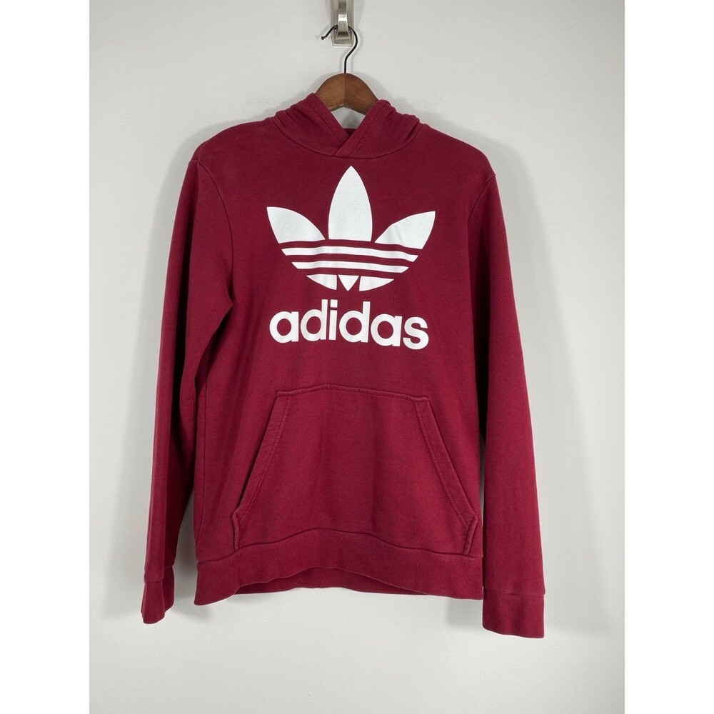 Adidas Originals Burgundy Trefoil Logo Hoodie Pullover XL Youth